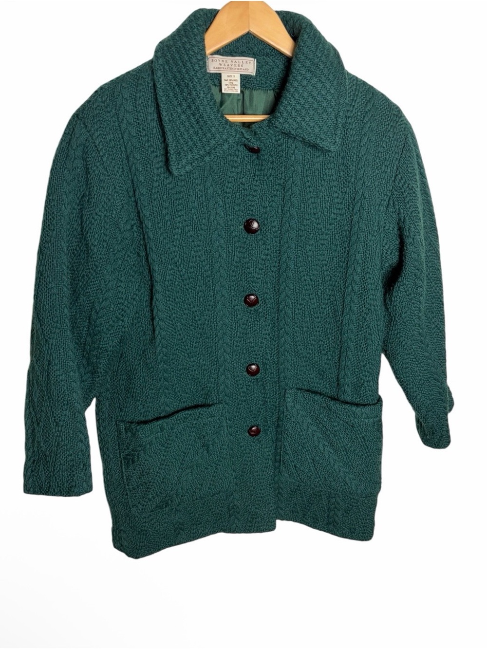 Boyne Valley weavers Irish green wool Peacoat size S pockets